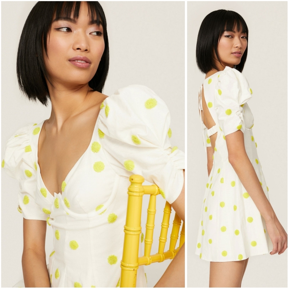 For Love & Lemons Claude Mini Dress Polka Dot Medium NWT New - Picture 2 of 10